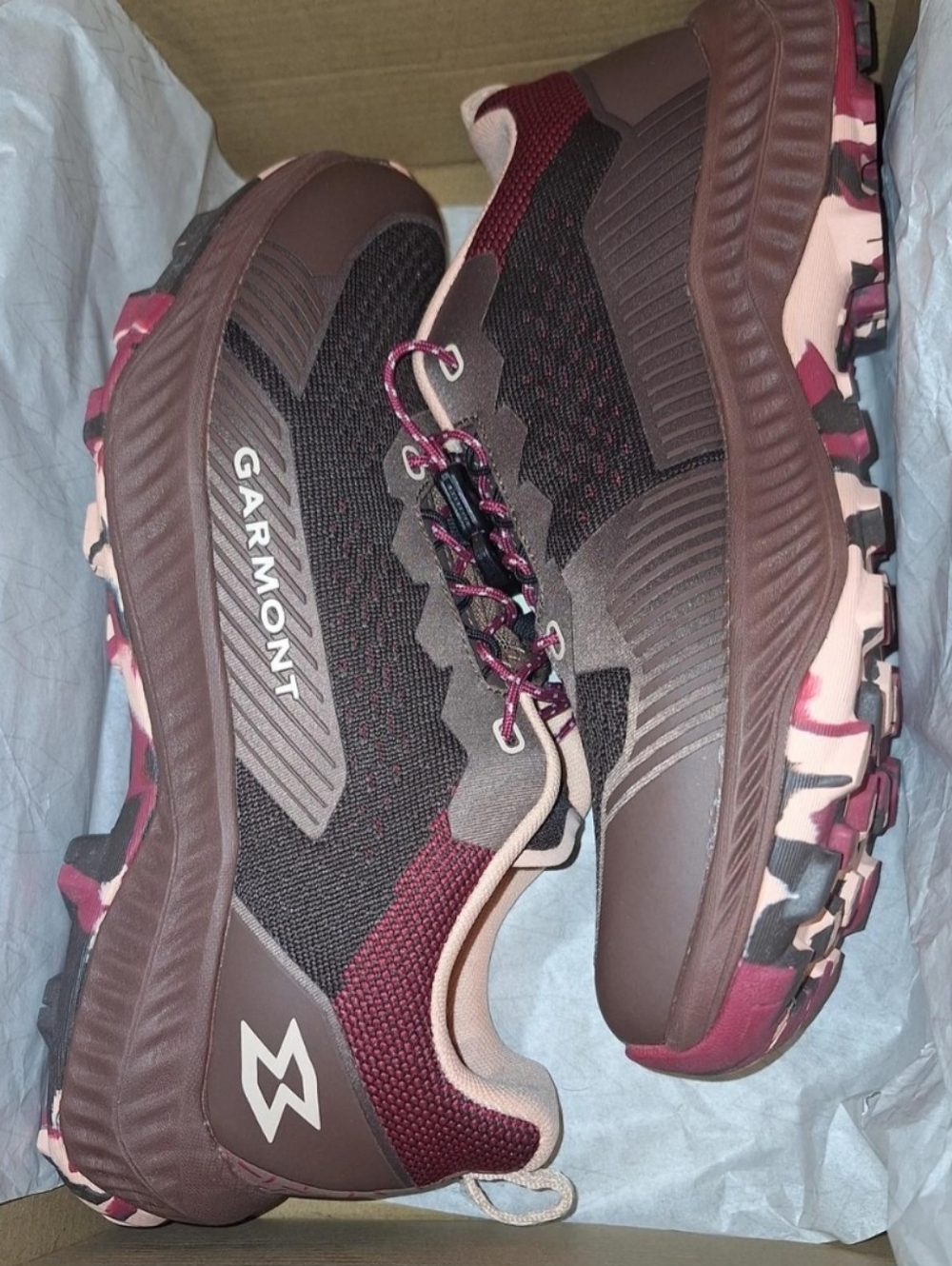 Garmont 9.81 Pulse Brown, Red, and Pink Hiking Sneakers - Picture 7 of 8
